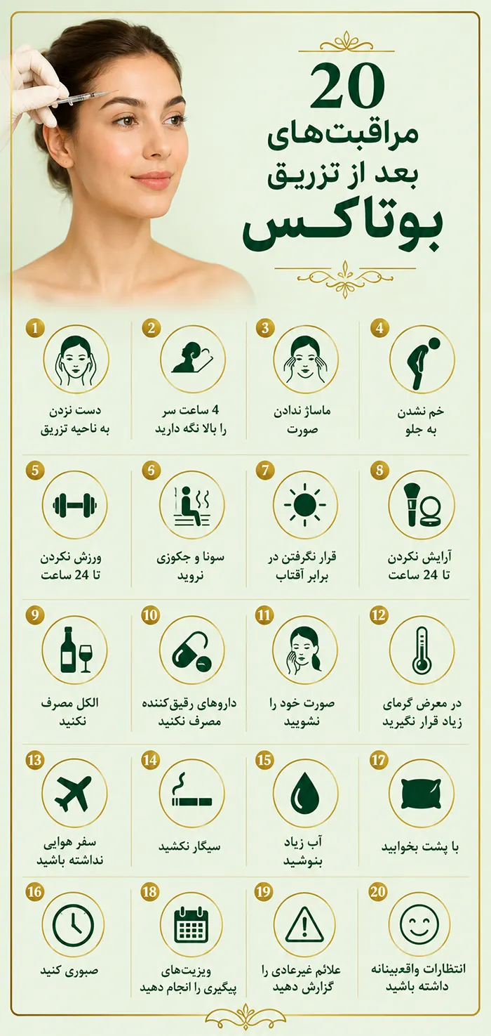 لیست مراقبت های مهم بعد از تزریق بوتاکس