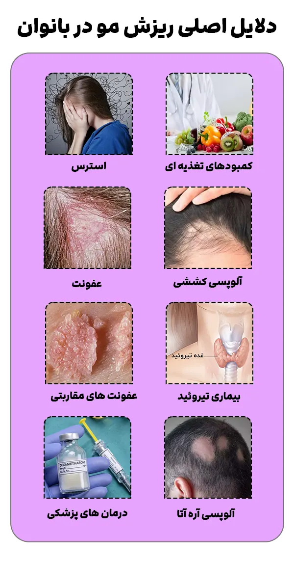 دلایل اصلی ریزش مو در بانوان