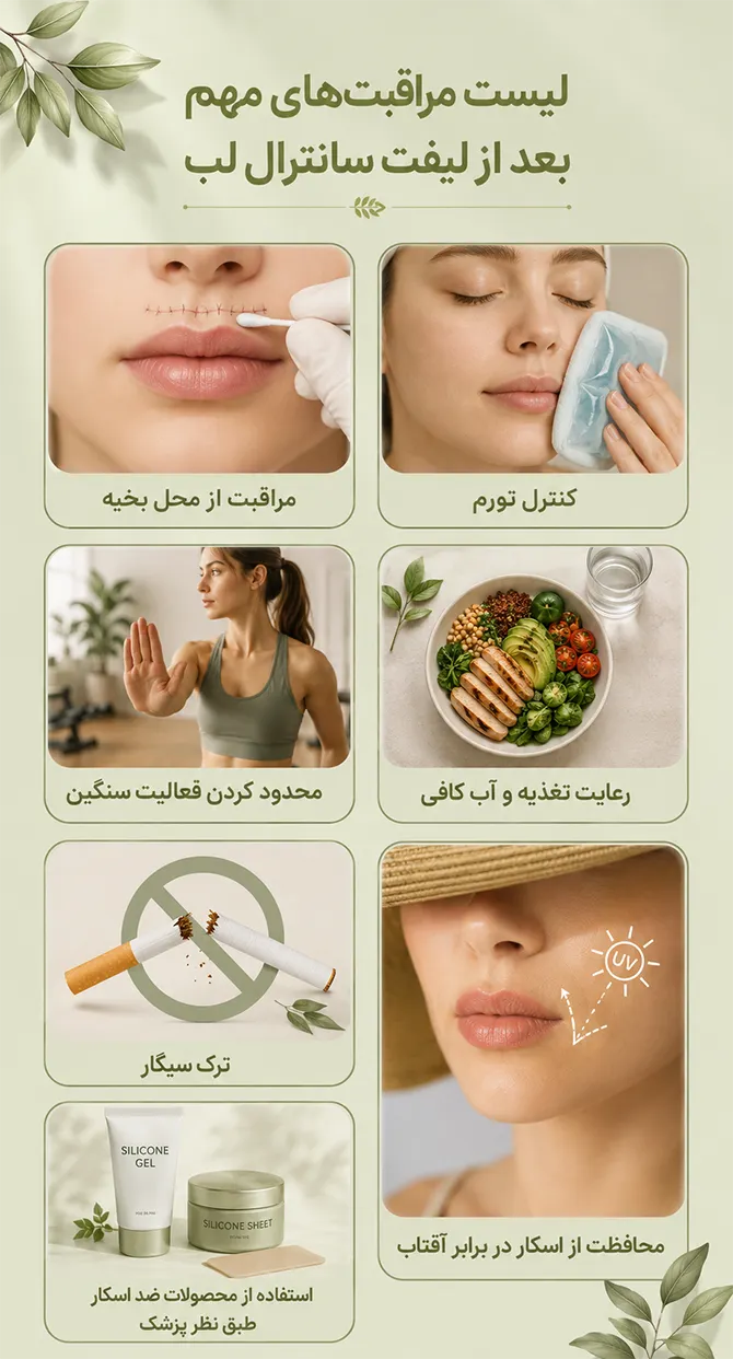 مراقبت های مهم بعد از لیفت سانترال لب
