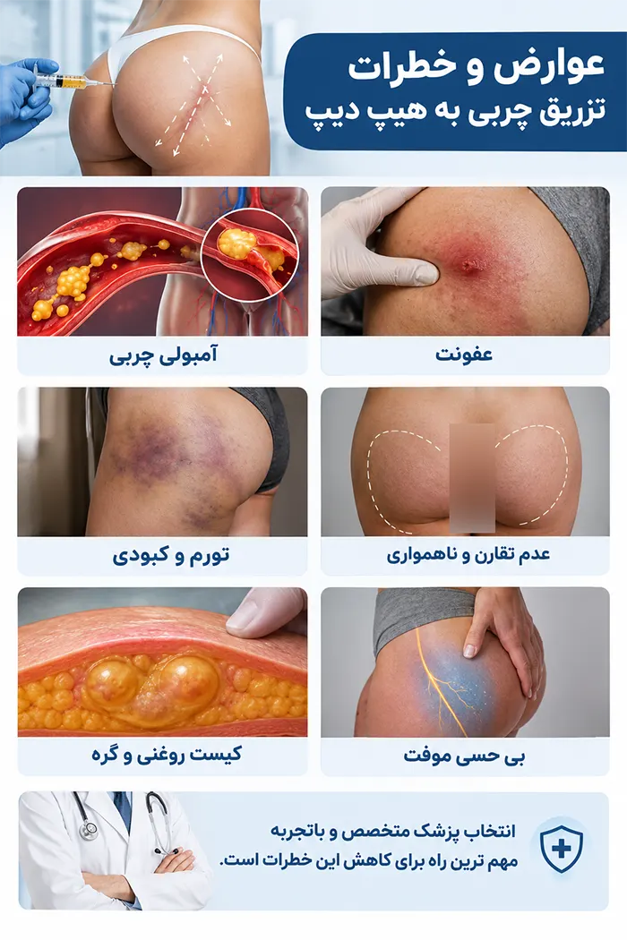 عوارض و خطرات تزریق چربی به هیپ دیپ